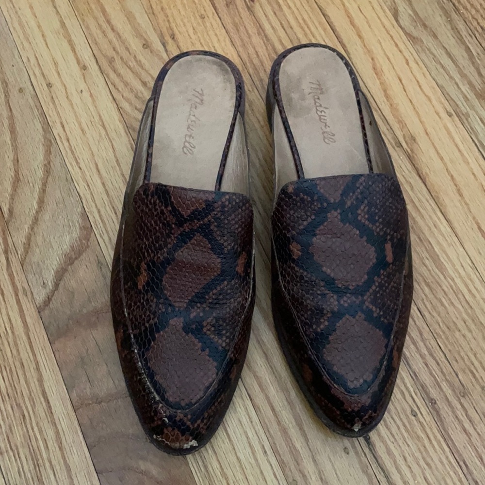 Madewell snake skin embossed leather mule